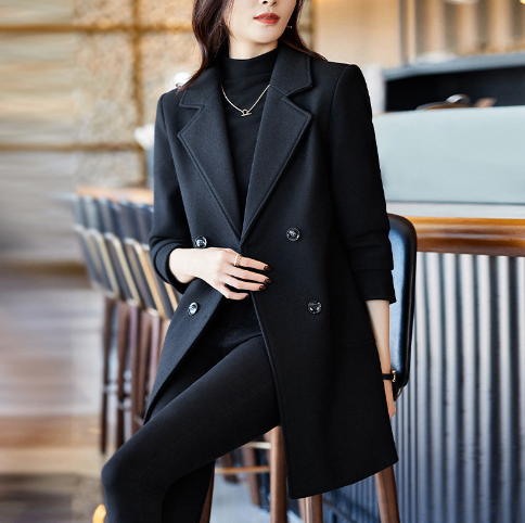 Women's Long Blazer Coat - Timeless Winter Elegance