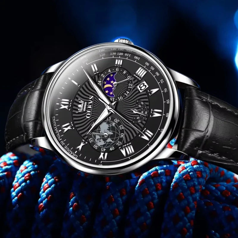 Elegant Men's Watch - Stainless Steel & Black Dial