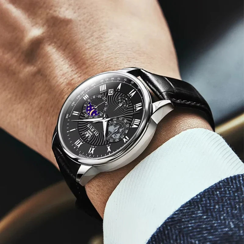 Elegant Men's Watch - Stainless Steel & Black Dial