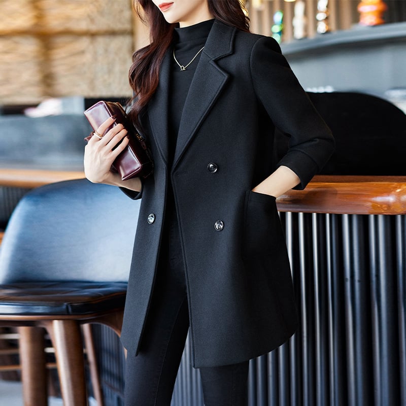 Women's Long Blazer Coat - Timeless Winter Elegance
