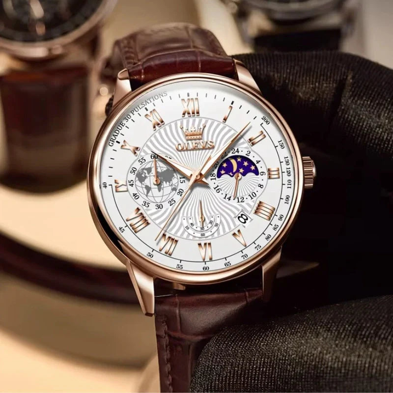 Elegant men's watch – Rose-colored steel & ivory dial