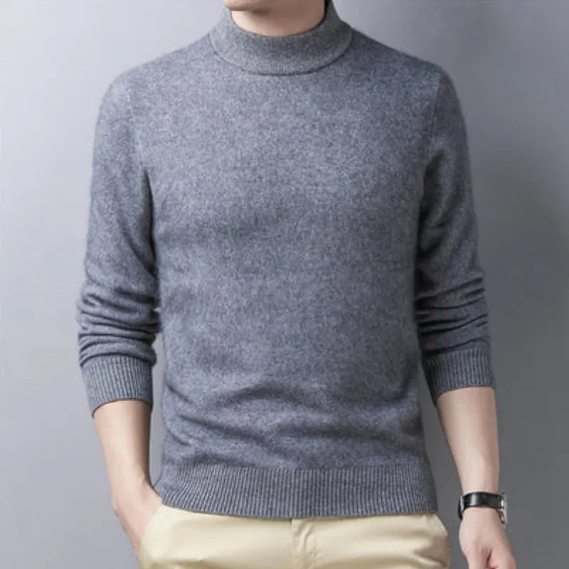Wool Blend Turtleneck Sweater – Minimalist Elegance for Men